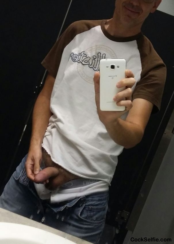 playin in the public restroom... - Cock Selfie