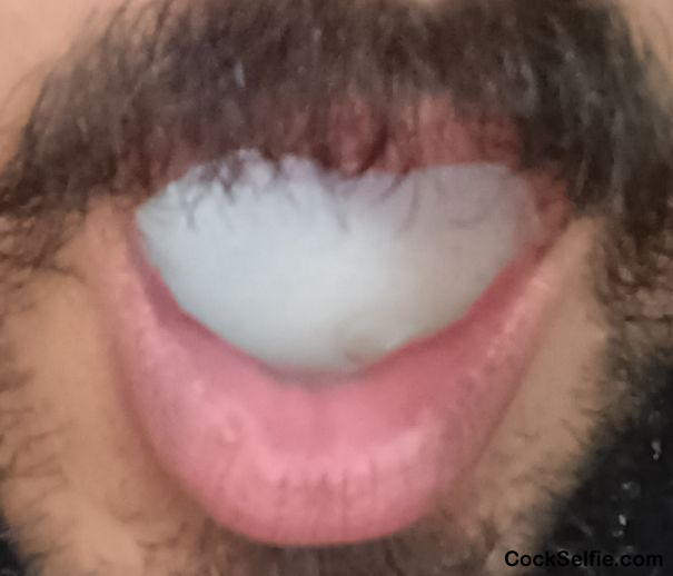 My mouth full of cum - Cock Selfie