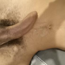 My shadow (and my dick ;)) are kind of blocking it but i blew my load. - Cock Selfie