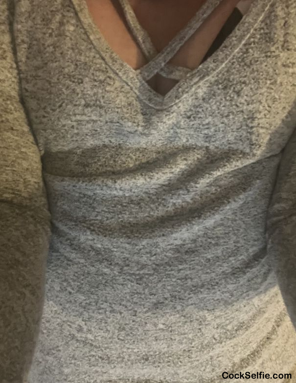 Time to get my work clothes off and let the tiny twins free from my bra! Best feeling Ever and if you know you know - Cock Selfie