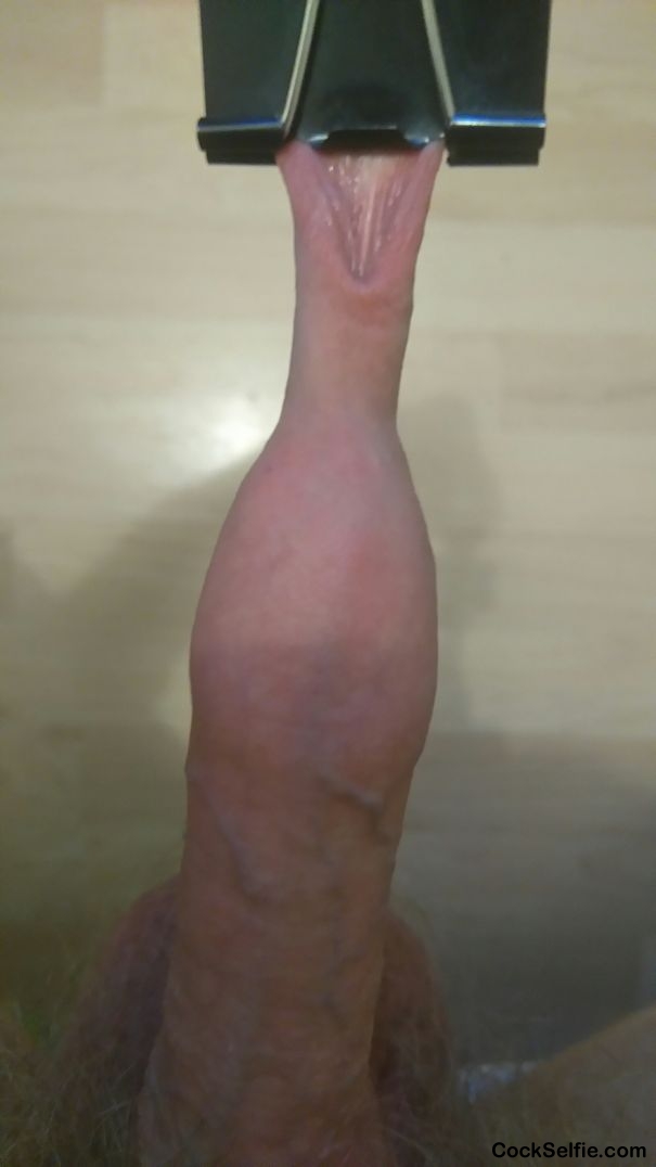 Clip caught on foreskin. - Cock Selfie