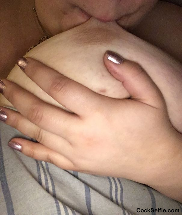 Sucking my nipple - Cock Selfie
