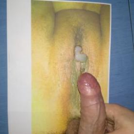 Thanks hiiam for this cum tribute of my ex-gf's fat wet pussy! - Cock Selfie