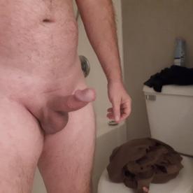 Nice inflating my cock in morning fresh out of shower suck my wet bionic cock - Cock Selfie