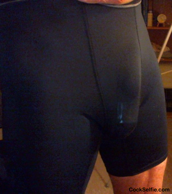 metal weight under lycra bike shorts - Cock Selfie