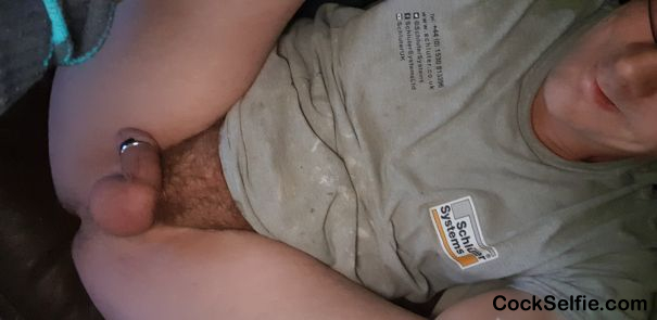Legs pinned back - Cock Selfie