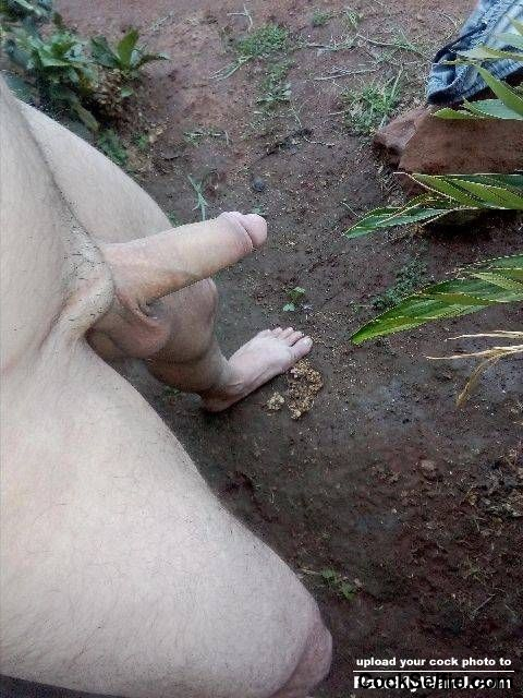 Horny cock outdoors - Cock Selfie