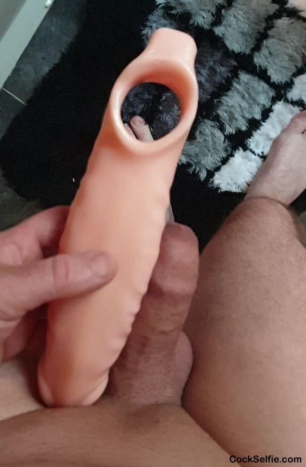 My wife makes me wear a cock sleeve to enjoy sex with me - Cock Selfie