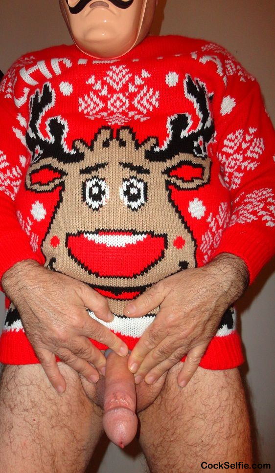 only with the Christmas sweater - Cock Selfie